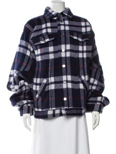 Pre-owned Natasha Zinko Wool Plaid Print Jacket In Blue