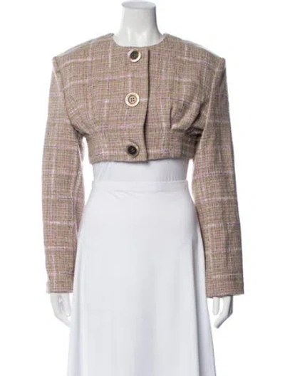 Pre-owned Natasha Zinko Wool Plaid Print Jacket In Neutral