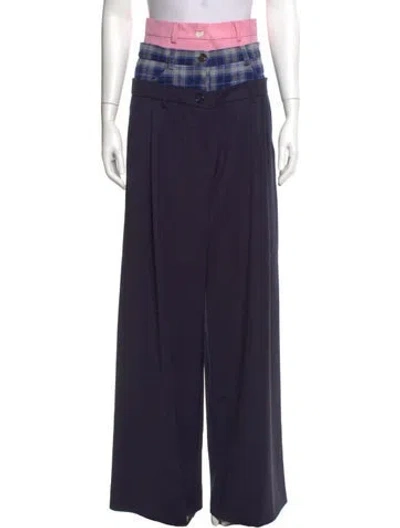 Pre-owned Natasha Zinko Wool Wide Leg Pants In Blue