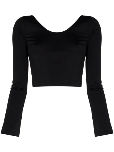 Natasha Zinko Zip-up Corset Crop Top In Black