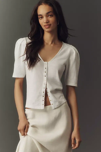 Nation Los Angeles 100% Cotton Jen Buttondown Top In White