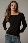 Nation Los Angeles Amelie Envelope-neck Top In Black