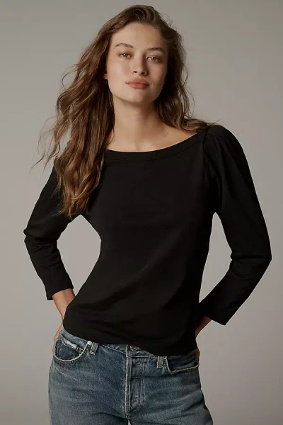 Nation Los Angeles Amelie Envelope-neck Top In Black