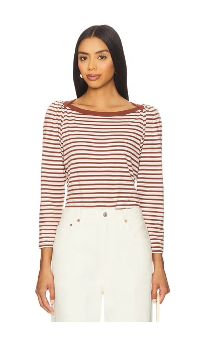 Nation Los Angeles Amelie Envelope Neck Top In Brown