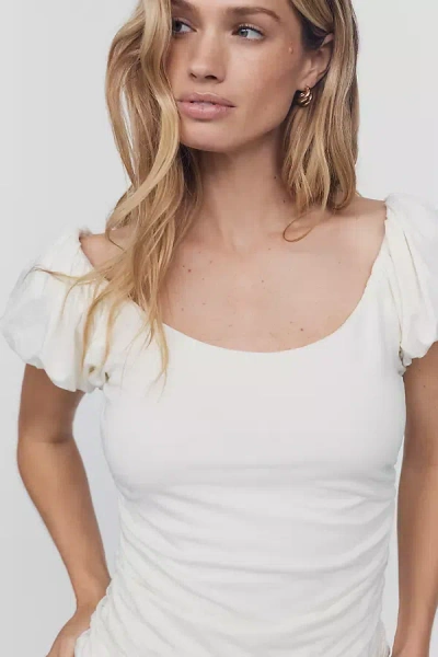 Nation Los Angeles Angelica Ruched Tee In White