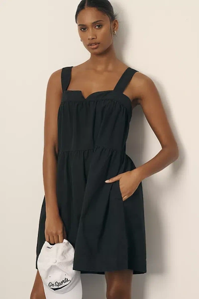 Nation Los Angeles Claribel Poplin Babydoll Mini Dress In Black