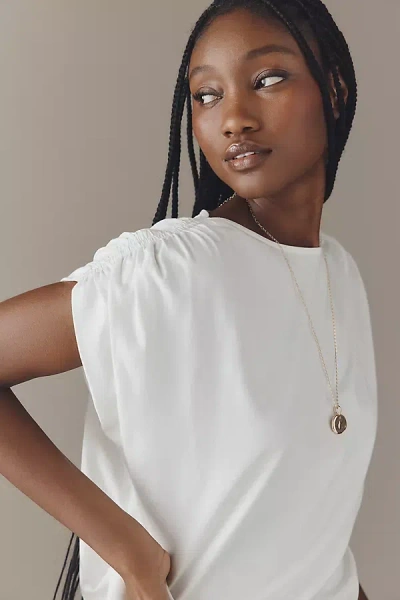 Nation Los Angeles Cotton Rebecca Boat-neck Top In White