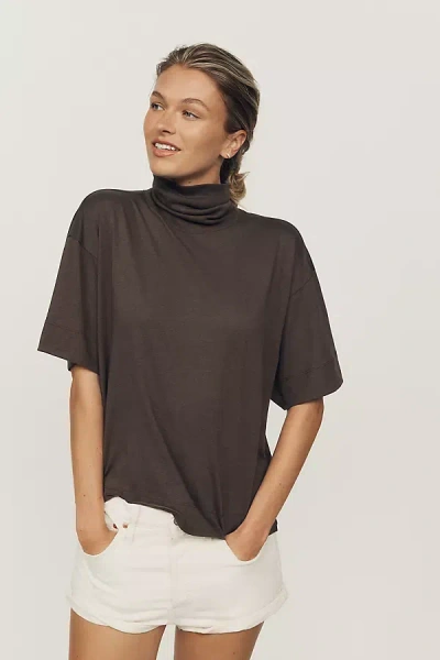 Nation Los Angeles Fable Turtleneck Top In Brown