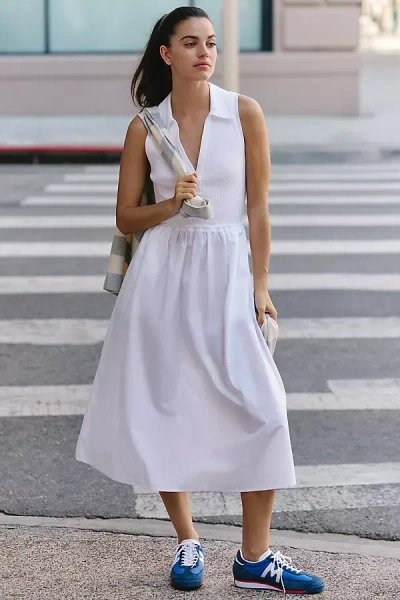 Nation Los Angeles Jessica V-neck Midi Dress In White