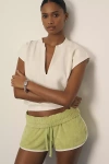 Nation Los Angeles Lenon Cap-sleeve Cropped Sweatshirt Top In White
