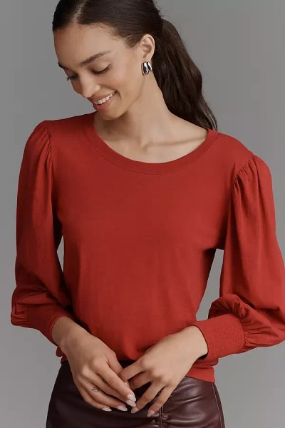 Nation Los Angeles Loren Puff-sleeve Tee In Burgundy