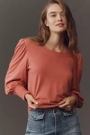 Nation Los Angeles Loren Puff-sleeve Tee In Red
