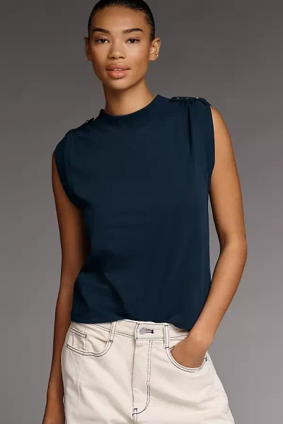 Nation Los Angeles Mikka Buttoned-shoulder Tank Top In Blue