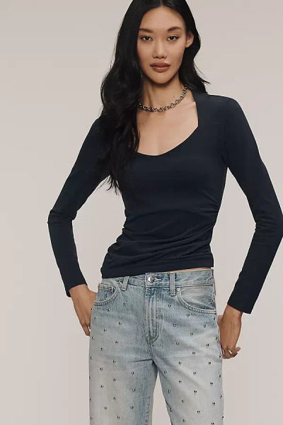 Nation Los Angeles Millie Long-sleeve Top In Black