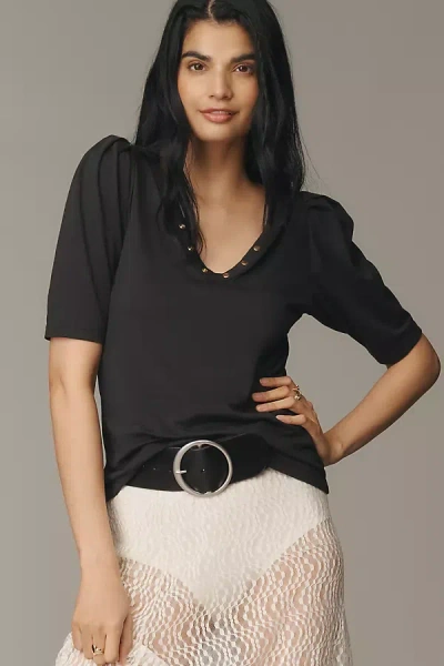 Nation Los Angeles Nahal V-neck Top In Black