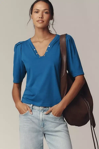 Nation Los Angeles Nahal V-neck Top In Blue