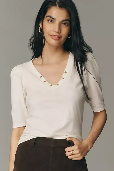 Nation Los Angeles Nahal V-neck Top In White