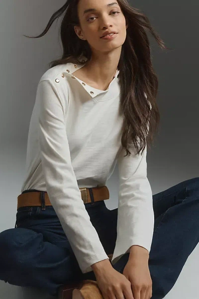 Nation Los Angeles Neda Long-sleeve Snap Top In White