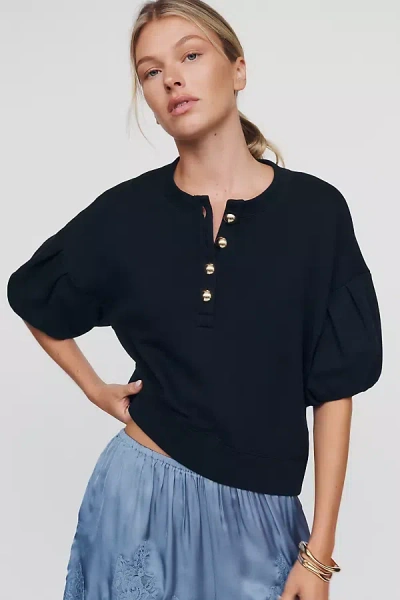Nation Los Angeles Nikki Puff-sleeve Pullover In Blue