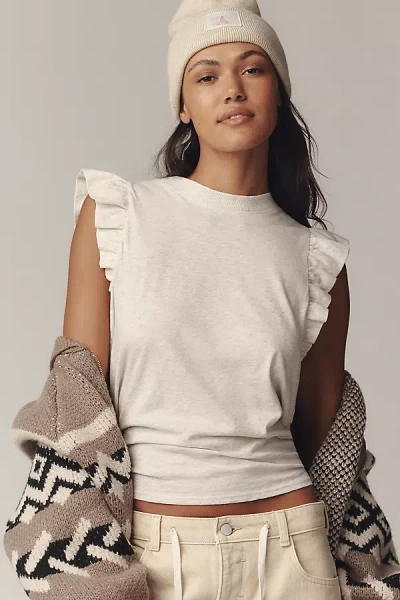 Nation Los Angeles Paulette Ruffle Tank Top In White