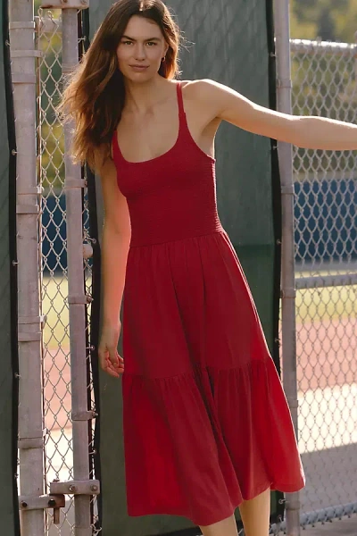 Nation Los Angeles Penelope Sleeveless Scoop-neck Midi Dress In Red