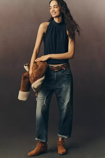 Nation Los Angeles Randi Cotton Halter Top In Blue