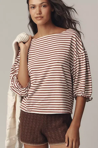 Nation Los Angeles Sandra Boat-neck Top In Brown