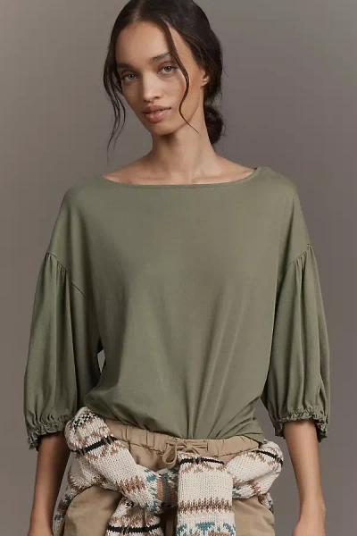 Nation Los Angeles Sandra Boat-neck Top In Green