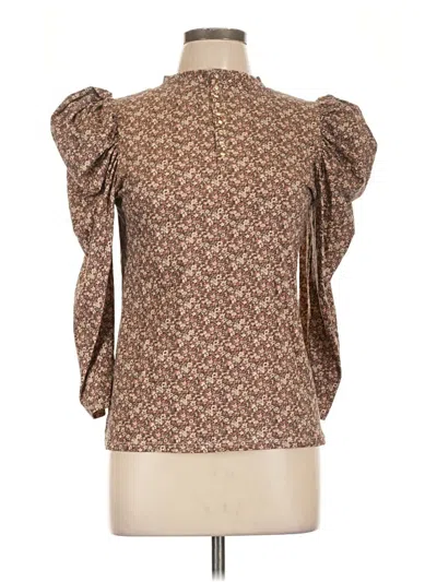 Pre-owned Nation Ltd 3/4 Sleeve Blouse In Brown