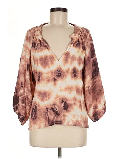 Pre-owned Nation Ltd 3/4 Sleeve Blouse In Brown