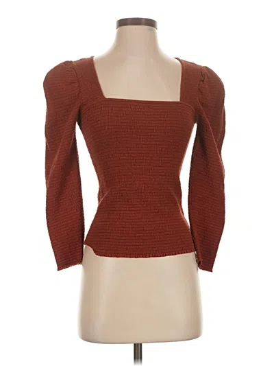 Pre-owned Nation Ltd 3/4 Sleeve Top Brown Square Neckline Tops