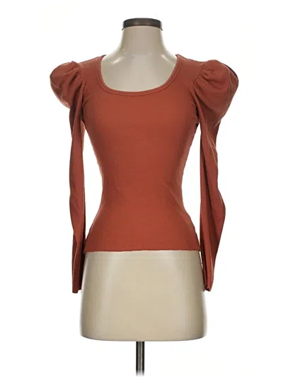 Pre-owned Nation Ltd 3/4 Sleeve Top Brown Sweetheart Neckline Tops