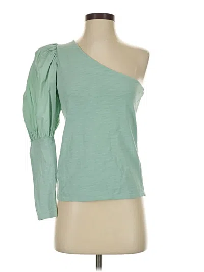 Pre-owned Nation Ltd 3/4 Sleeve Top Green One Shoulder Neckline Tops