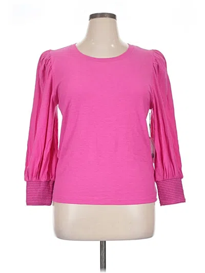 Nation Ltd 3/4 Sleeve Top Pink Boatneck Tops