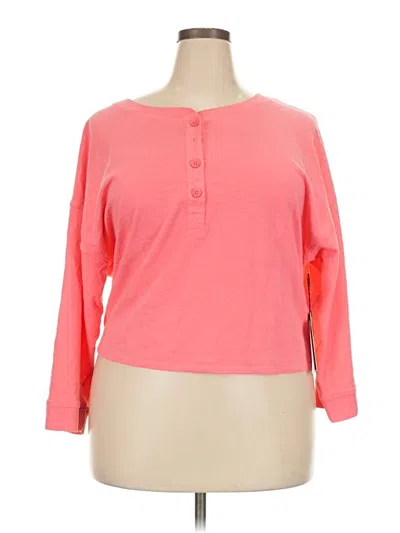 Pre-owned Nation Ltd 3/4 Sleeve Top Pink Keyhole Neckline Tops