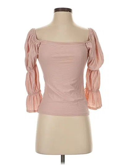 Pre-owned Nation Ltd 3/4 Sleeve Top Pink Sweetheart Neckline Tops