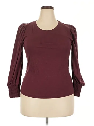 Pre-owned Nation Ltd 3/4 Sleeve T-shirt In Burgundy