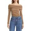 Nation Ltd Abana Draped Off Shoulder Top Teddy Xs In Teddy