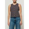 Nation Ltd Abbie Sleeveless Knit Button-up Shirt In Latte Stripe