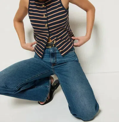 Nation Ltd Abbie Tank In Latte Stripe In Blue