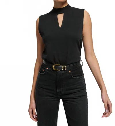 Nation Ltd Alba Mock Neck Top In Jet Black