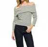 Nation Ltd Alexi Off The Shoulder T-shirt In Cross Walk Stripe In Multi