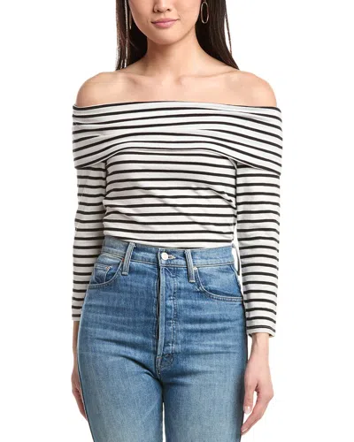Nation Ltd Alexi Off The Shoulder Top In Cross Walk Stripe In White