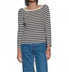 Nation Ltd Amelie Envelope Neck Top In Navy And White Pointelle Stripe In Black