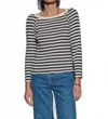 Nation Ltd Amelie Envelope Neck Top In Pointelle Stripe In Multi