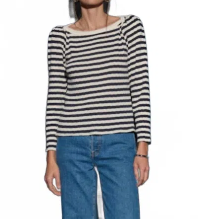 Nation Ltd Amelie Envelope Neck Top In Pointelle Stripe In Multi