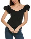 Nation Ltd Angel Bubble Sleeve Off The Shoulder Top In Black