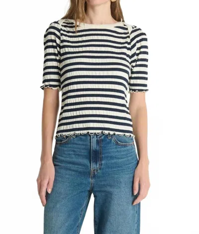 Nation Ltd April Envelope Top In Crinkle Stripe In Multi