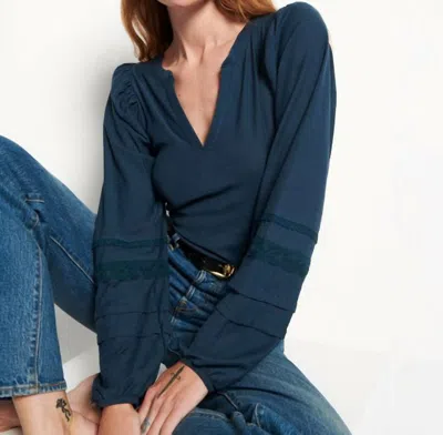 Nation Ltd Arden Long Sleeve Blouse In Azure In Blue