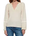 Nation Ltd Arden Long Sleeve Blouse In Parchment In White